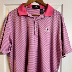 Men's Bandon Dunes Coral Striped Golf Shirt Large Originally $110.00!